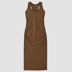 Everlane Form Tank Dress Supima Cotton Midi Racerback Ruched Stretch Cocoa XXS